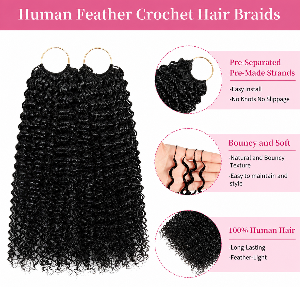 18” Curly Crochet Human Hair